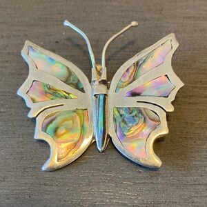 beautiful sterling abalone butterfly brooch pin